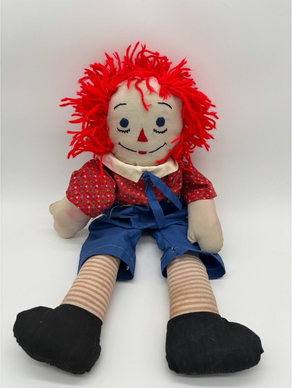 Large Jumbo Vintage Raggedy Ann Doll Handmade Cloth 24 in